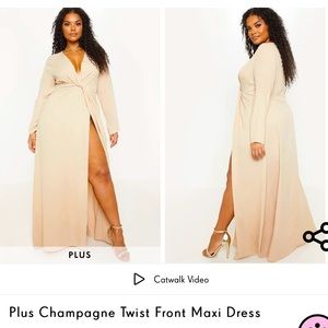 COPY - Champagne Twist/Knot Front Maxi Dress